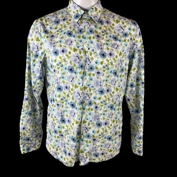 John Lennon Button Up Shirt XL Floral Pattern Shirt Long Sleeve T250 - Picture 1 of 11